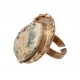 Brass ring with white amber "Alchemy"