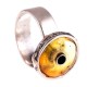 Silver ring with transparent brown amber