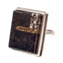 Silver ring with black amber