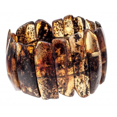 Oblong, irregular-shape amber pieces' bracelet "Savanna"