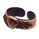 Creamy and brown color leather bracelet with amber "Liquid Honey Drop"
