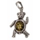 Silver and amber pendant "Teddy Bear"