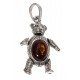 Silver and amber pendant "Teddy Bear"